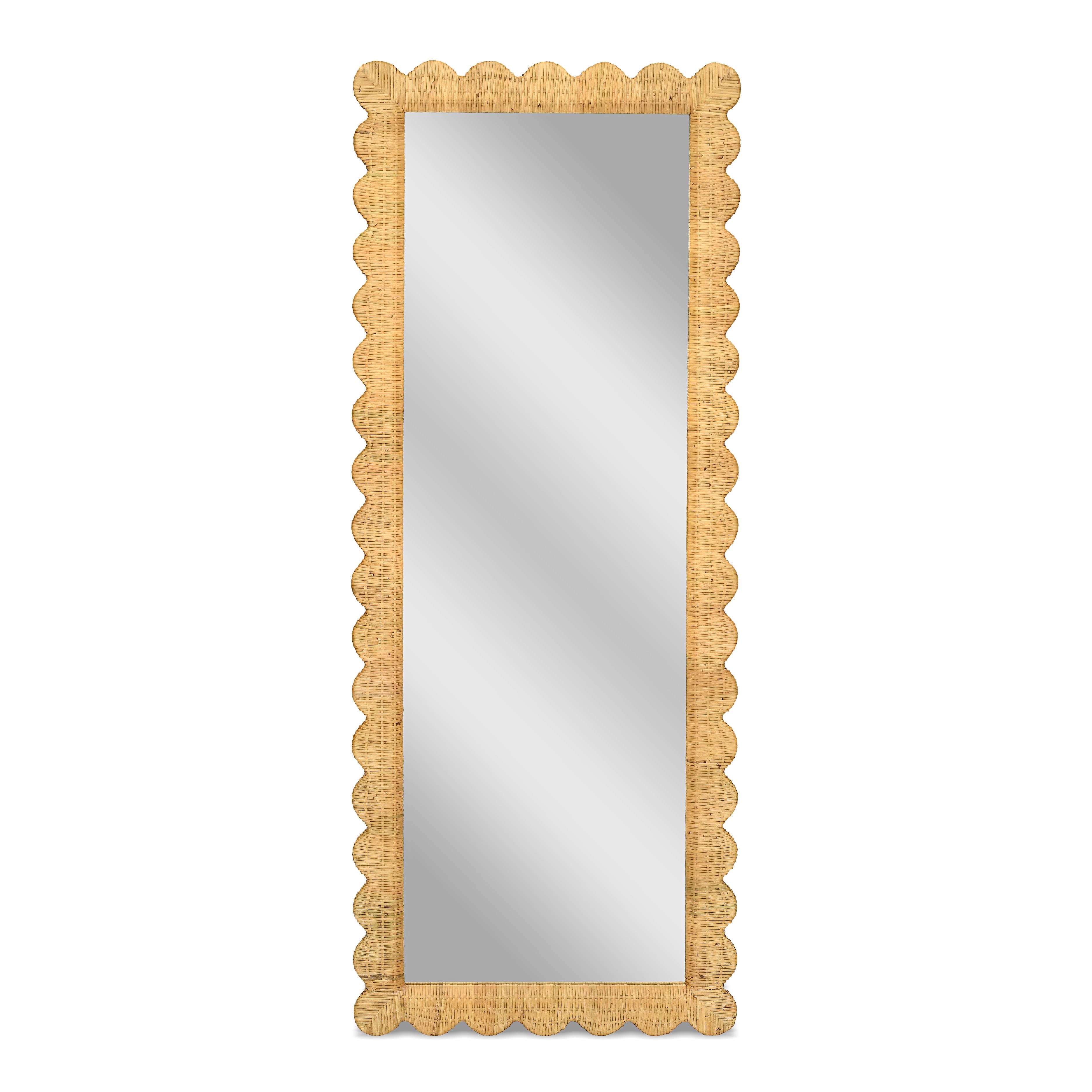 Bama 29.1"X75" Long Natural Rattan Wall Mirror