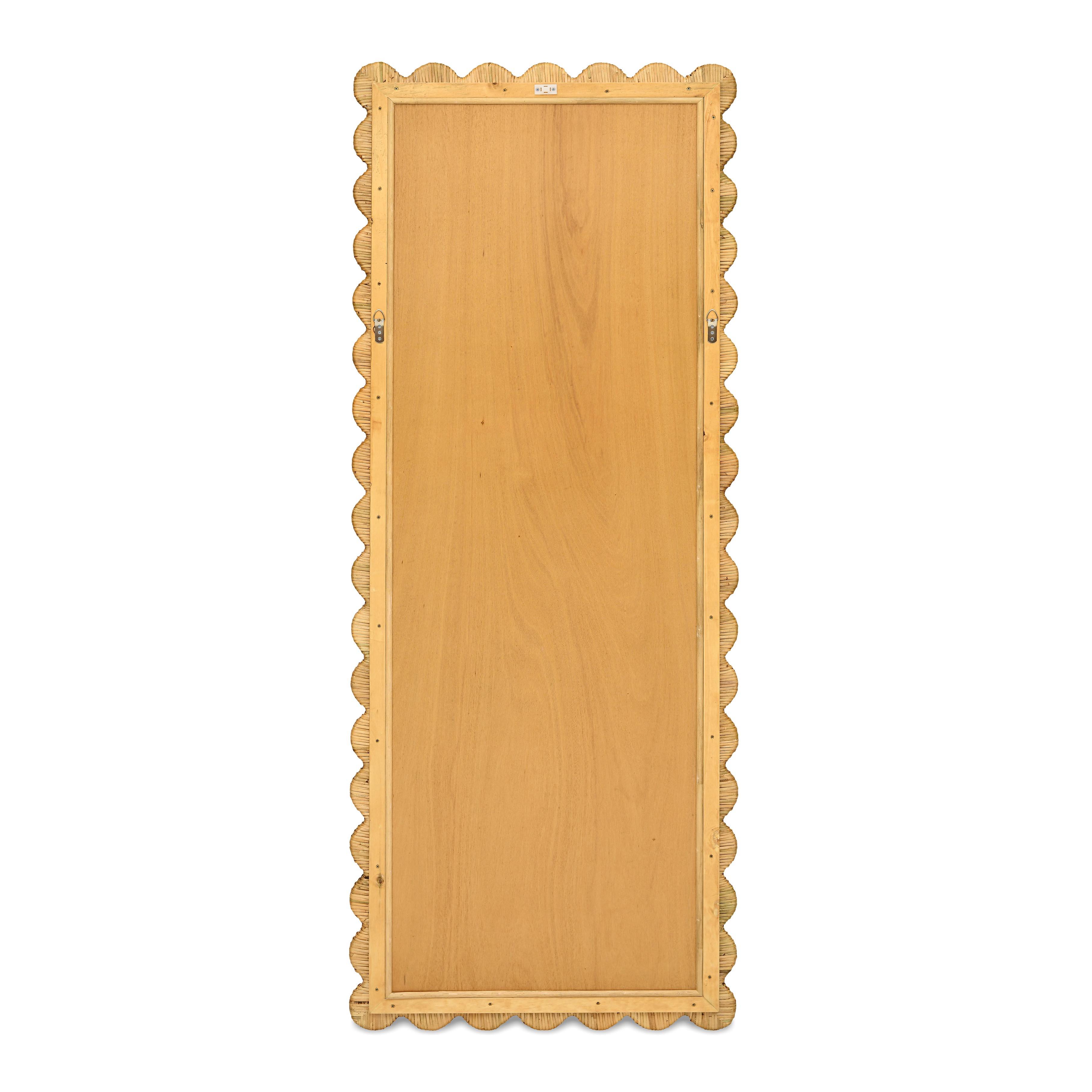 Bama 29.1"X75" Long Natural Rattan Wall Mirror