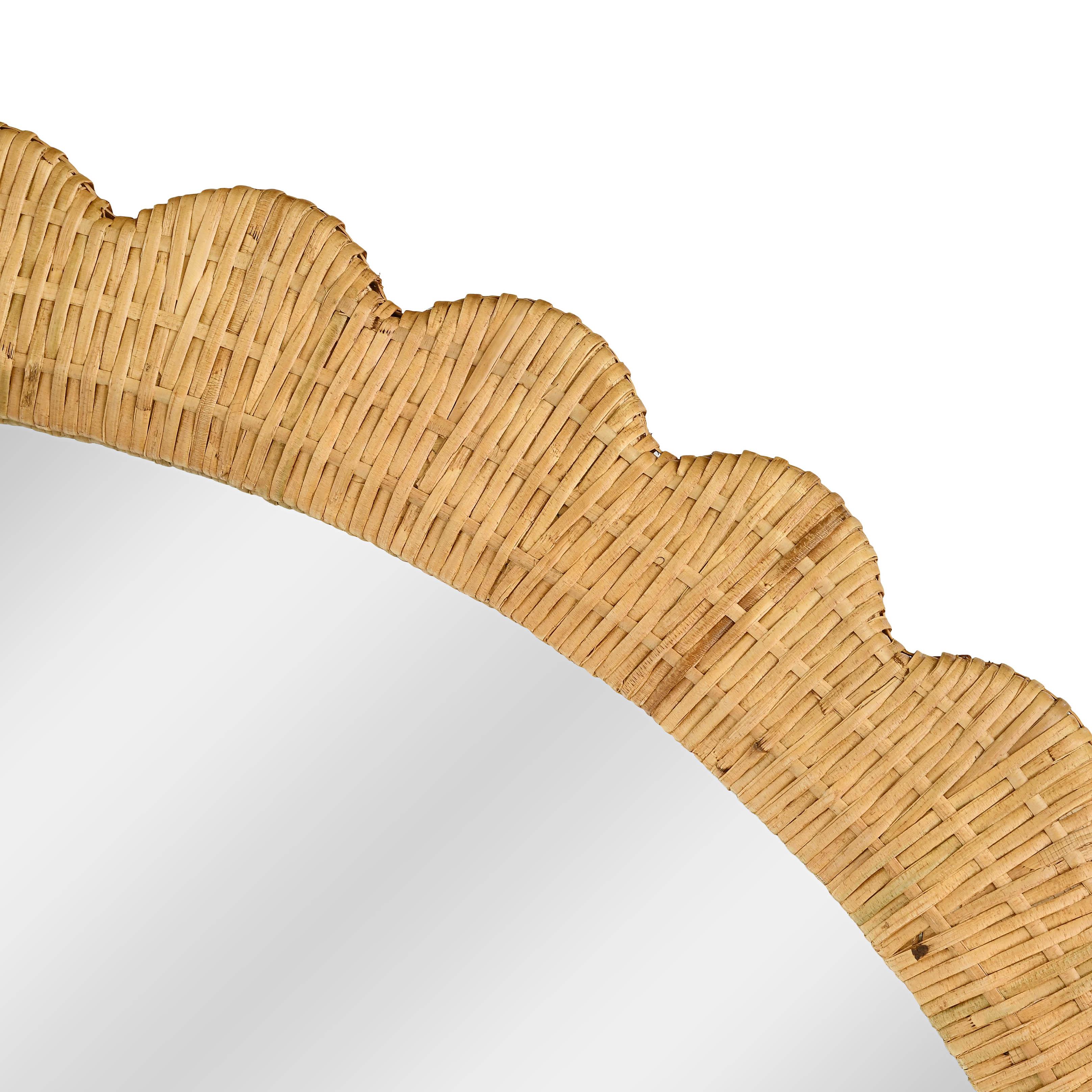 Bama 48"X79" Jumbo Natural Rattan Arched Wall Mirror