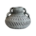 Earthenware Aztec Wide Flower Vase in Blue