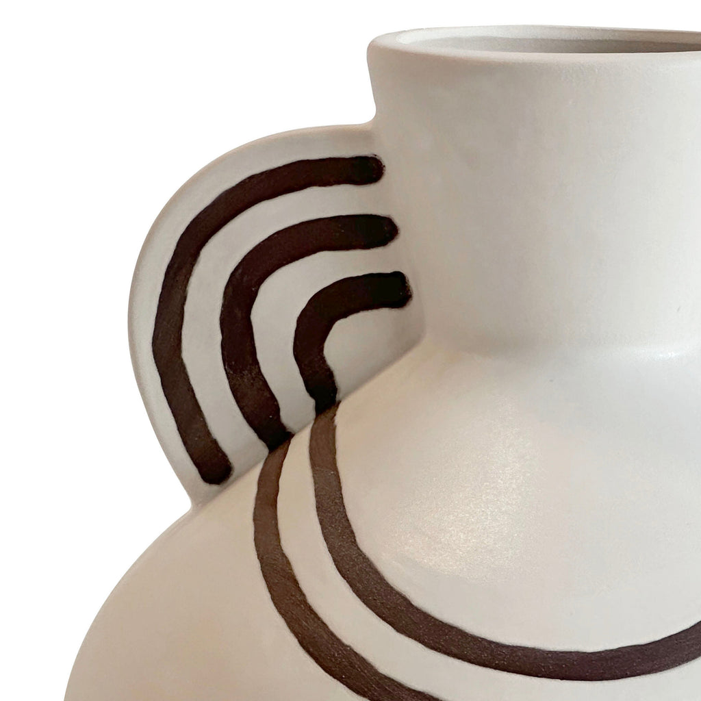 Ceramic Line Art Wide-Bodied Vase