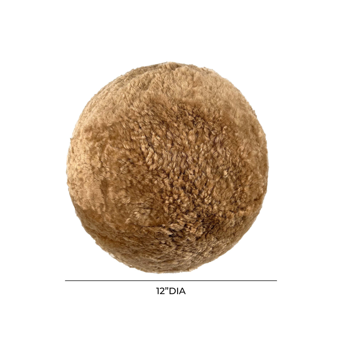 New Zealand Brown Genuine Sheepskin Ball Throw Pillow (8"-12")
