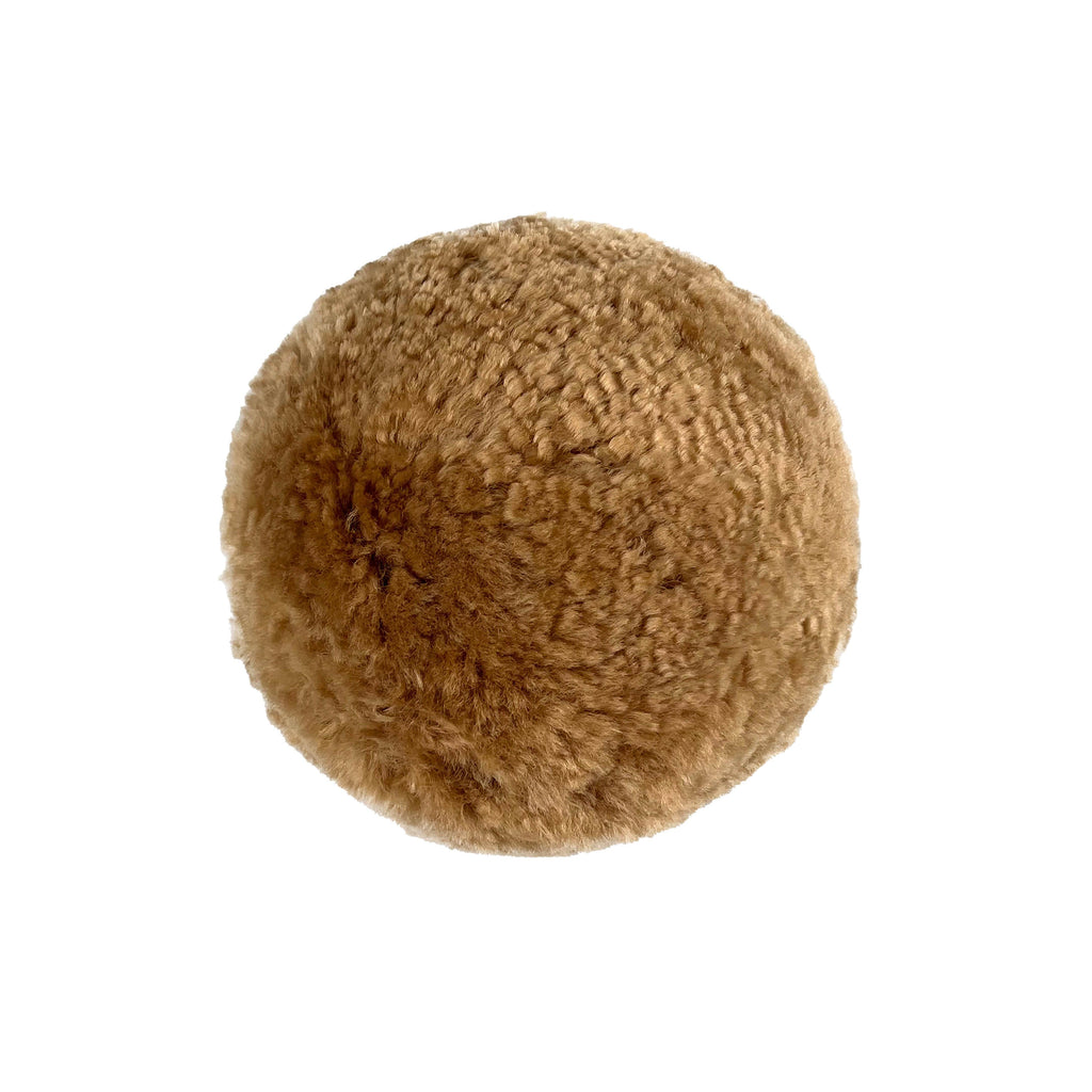 New Zealand Brown Genuine Sheepskin Ball Throw Pillow (8"-12")