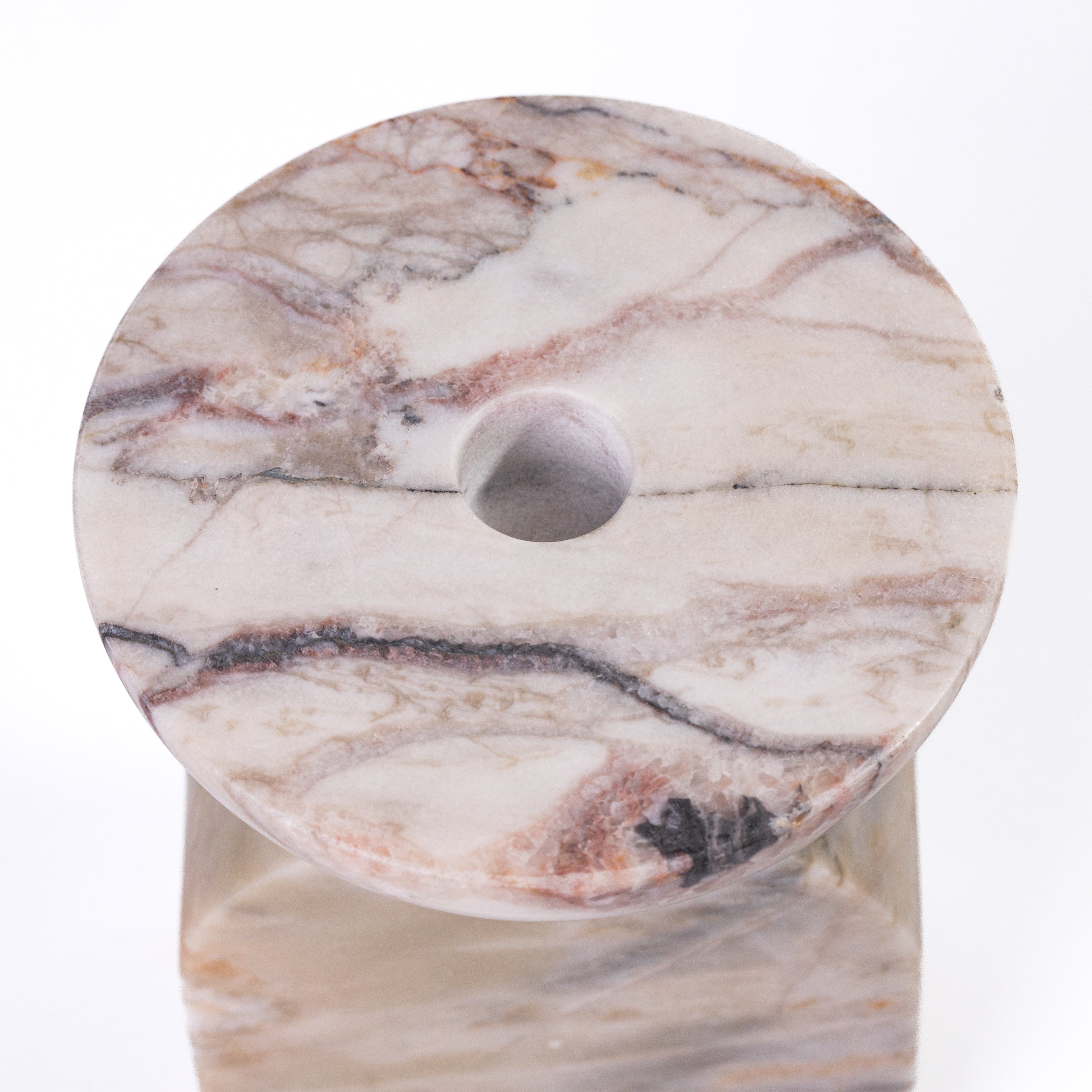 Marble White Brown Balanced Candle Holder