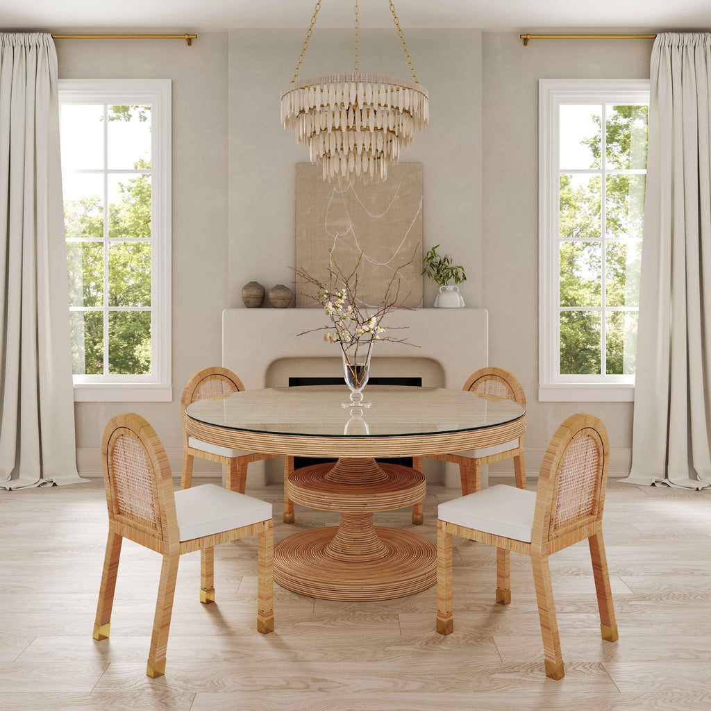 Amara Cream Contract-Grade Linen Arched Dining Chair