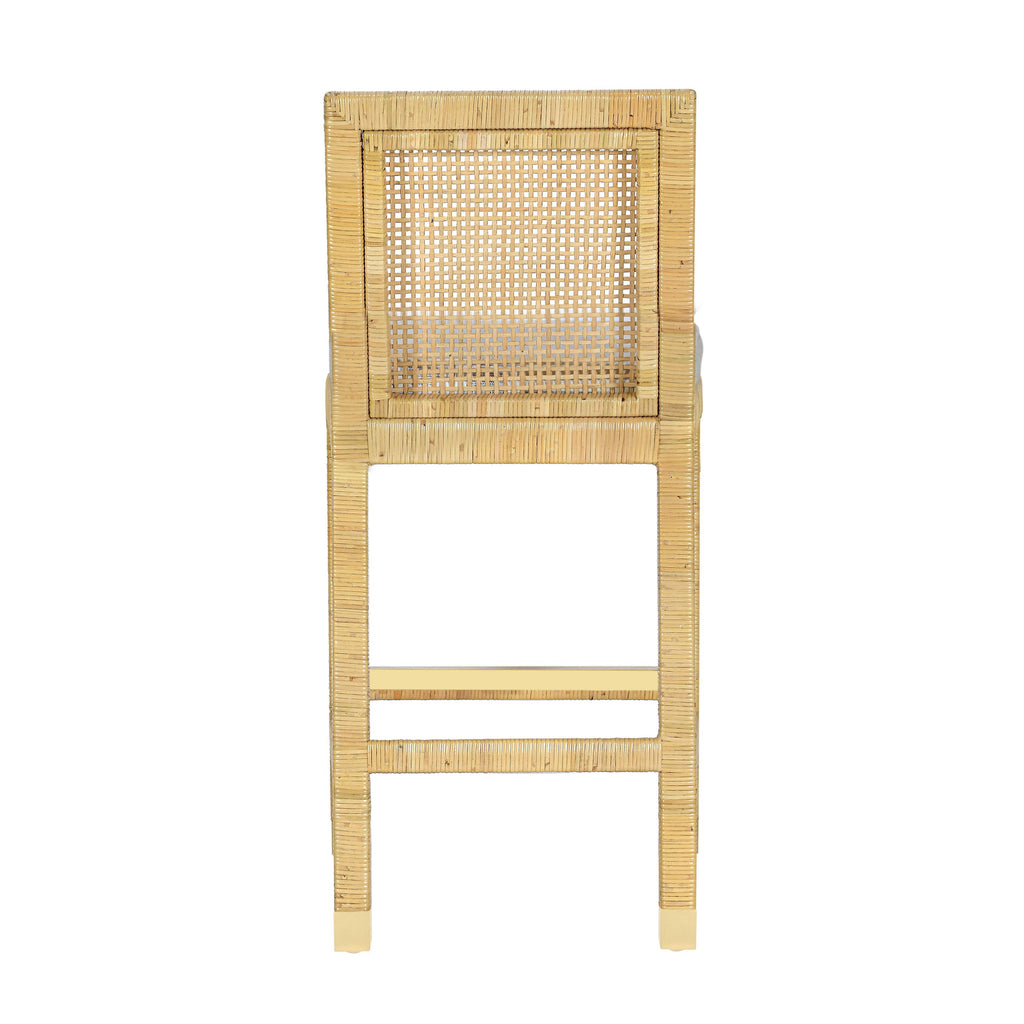 Amara Rattan &amp; Cream Contract-Grade Linen Stool