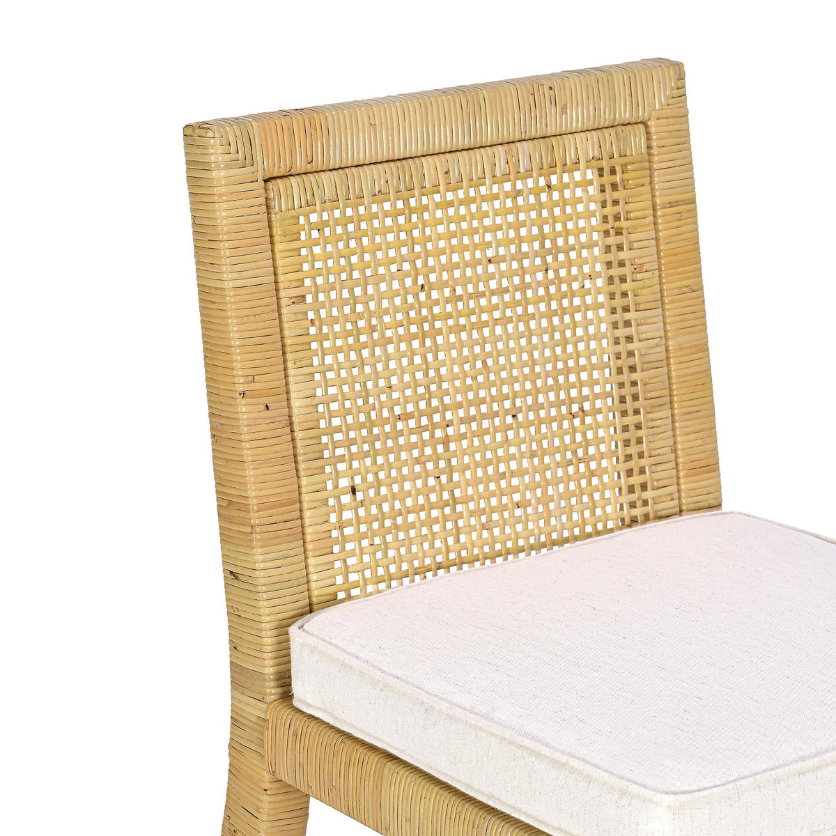 Amara Rattan &amp; Cream Contract-Grade Linen Stool