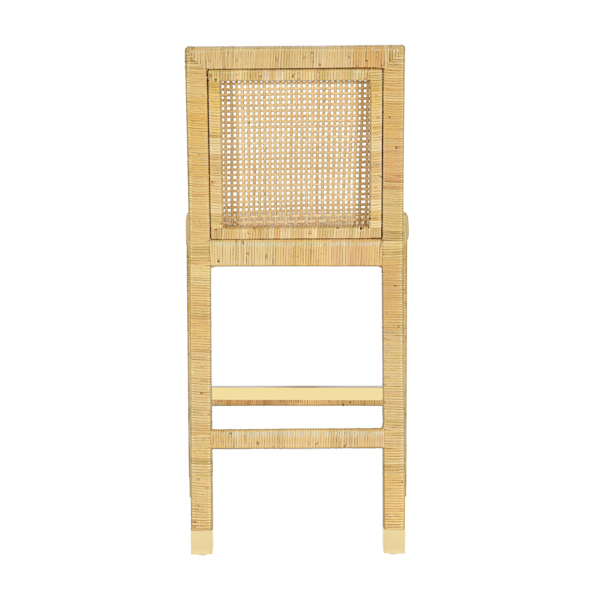 Amara Rattan &amp; Cream Contract-Grade Linen Stool