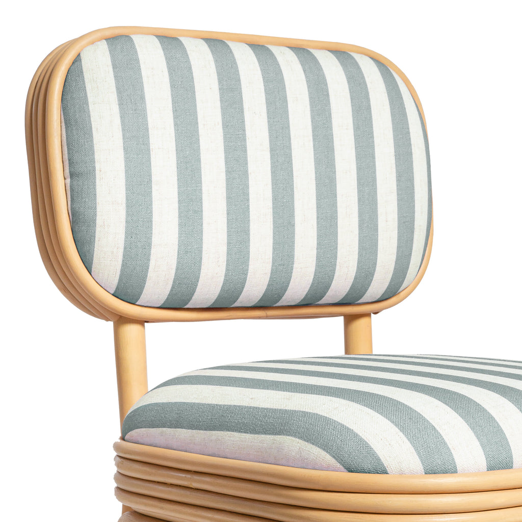 Dorine Striped Performance Linen &amp; Rattan Dining Chair