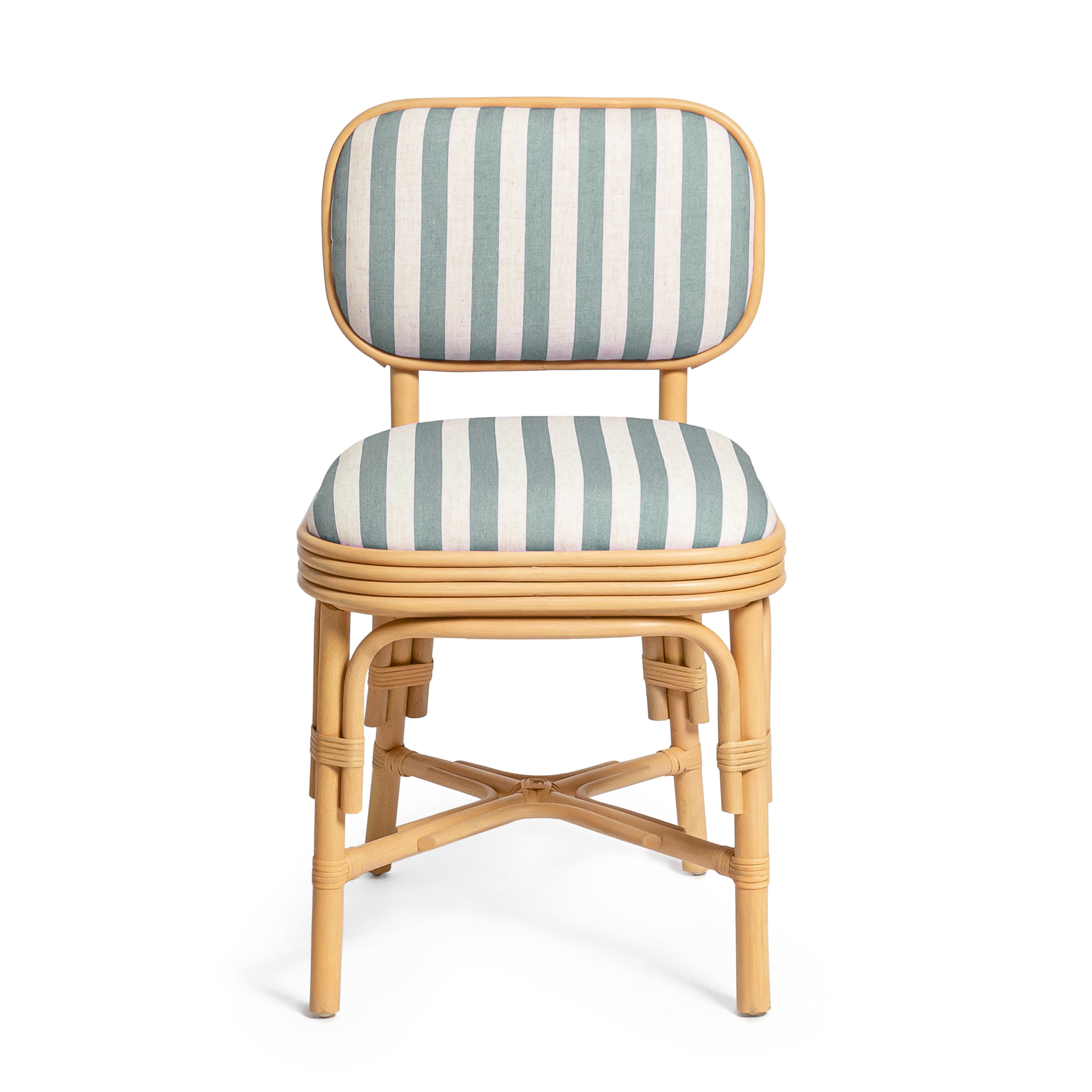 Dorine Striped Performance Linen &amp; Rattan Dining Chair