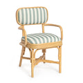 Dorine Striped Performance Linen &amp; Rattan Dining Armchair — Mint Green null