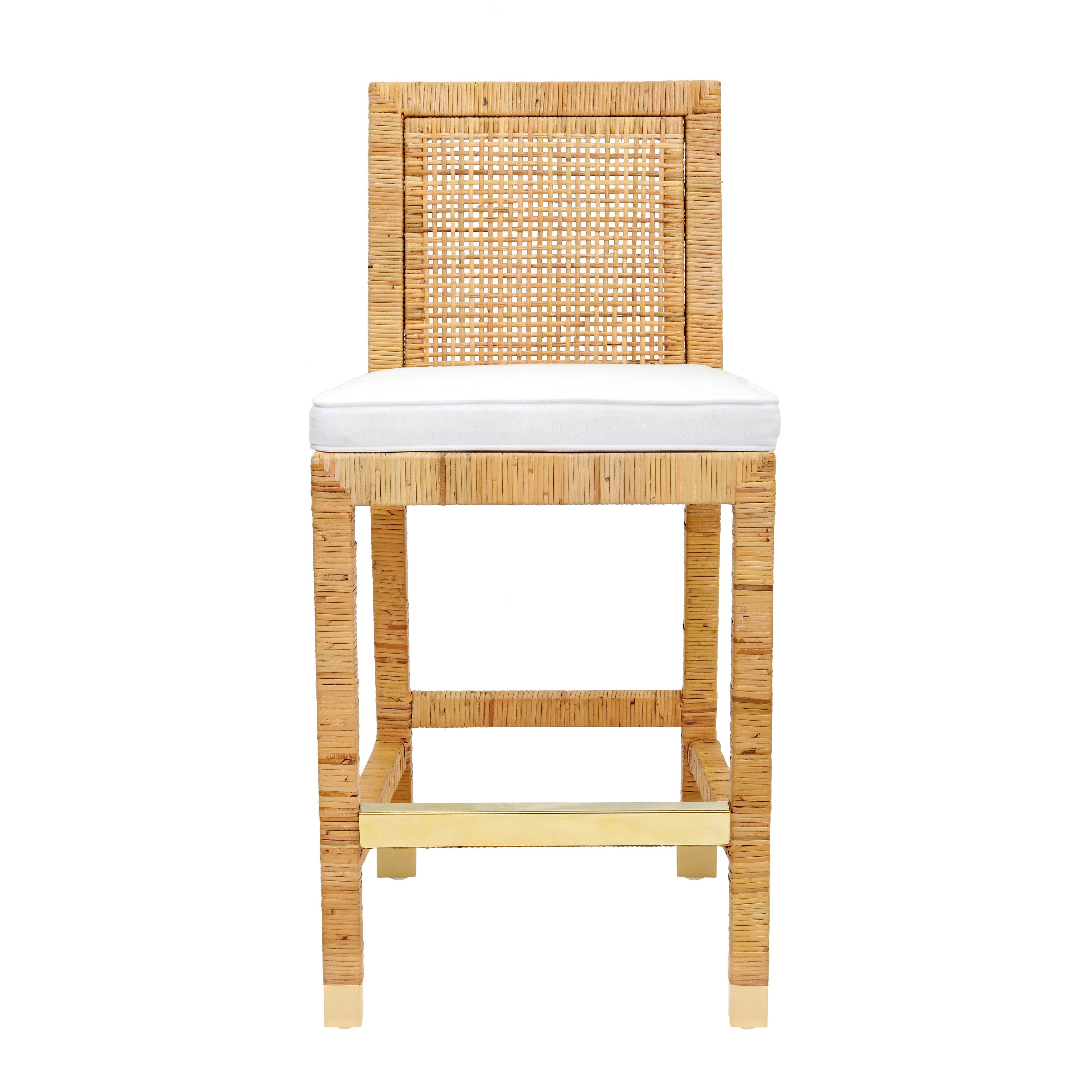 Amara Woven Rattan Performance Fabric Stool