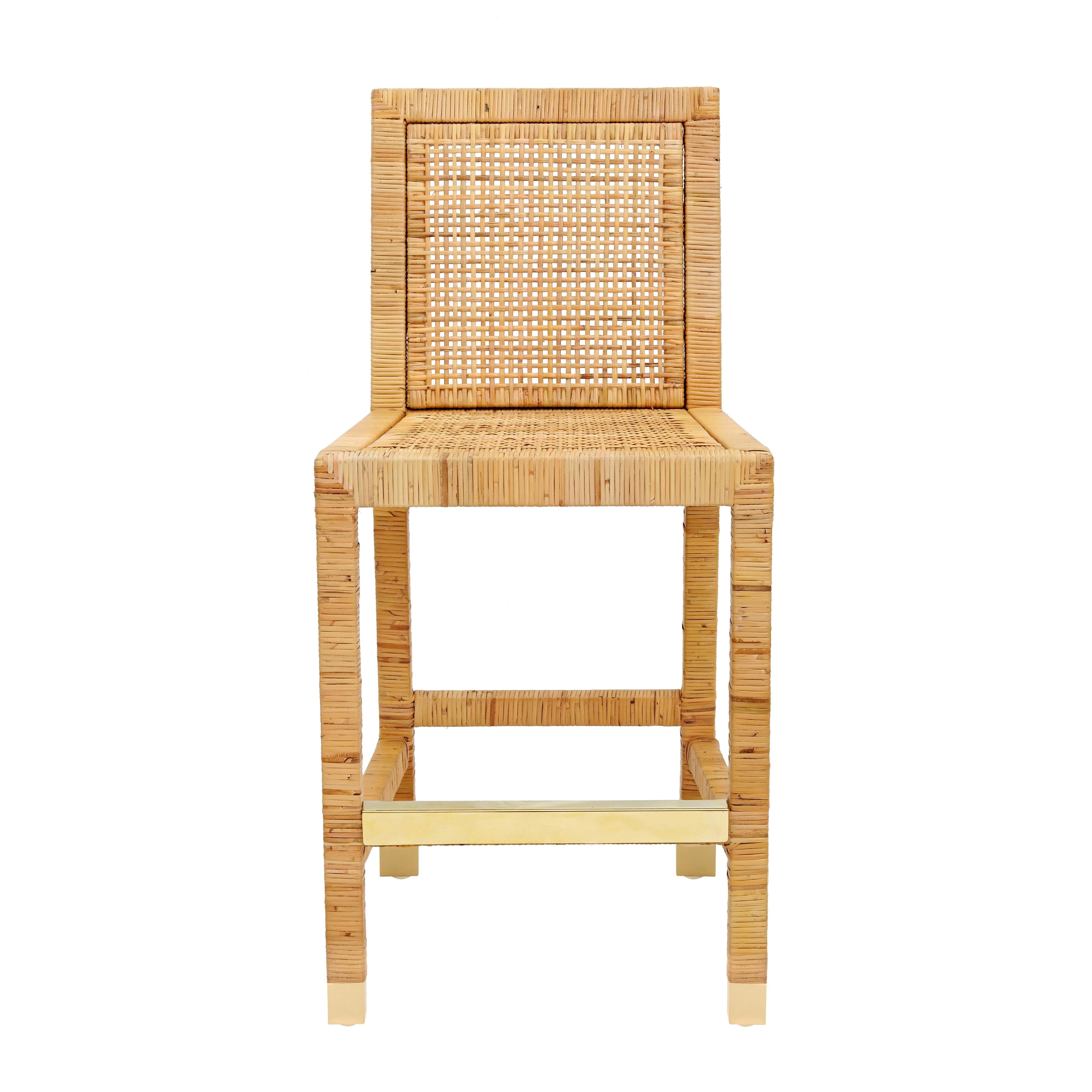 Amara Woven Rattan Performance Fabric Stool