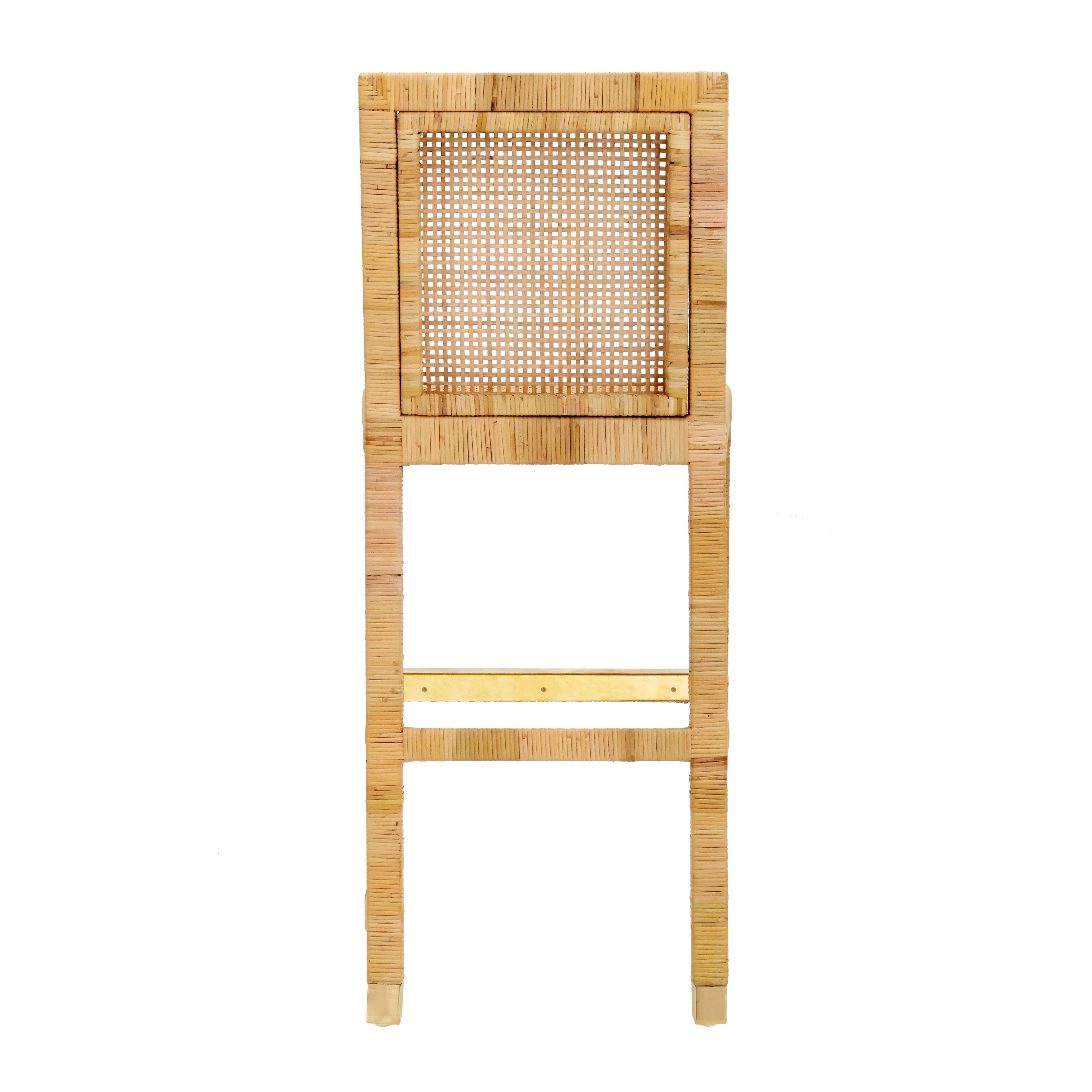 Amara Woven Rattan Performance Fabric Stool
