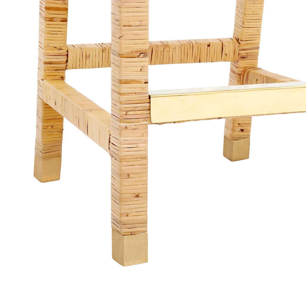 Amara Woven Rattan Performance Fabric Stool