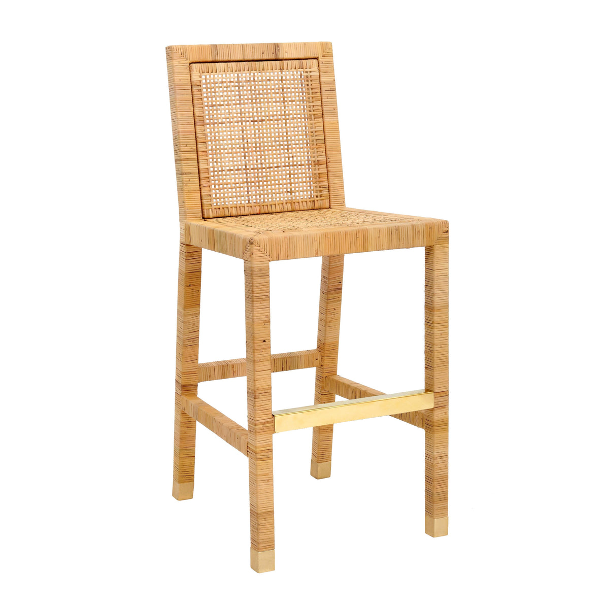 Amara Woven Rattan Performance Fabric Stool