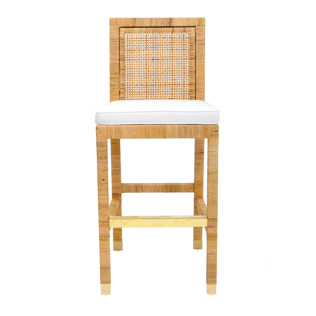 Amara Woven Rattan Performance Fabric Stool