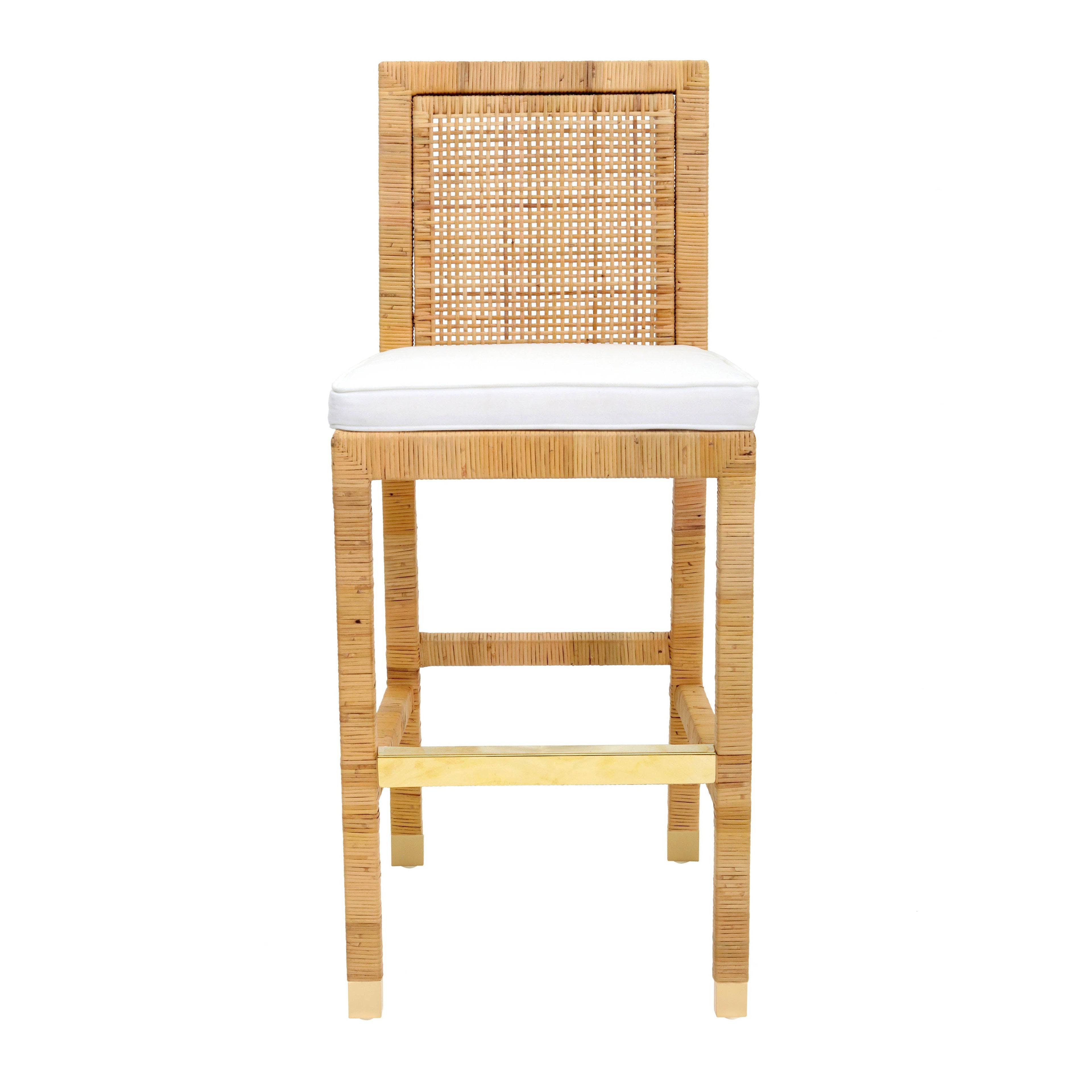 Amara Woven Rattan Performance Fabric Stool