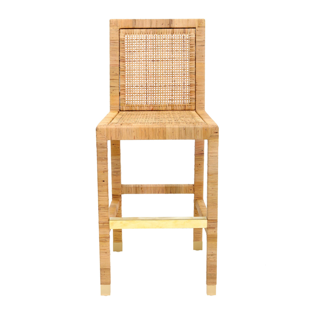 Amara Woven Rattan Performance Fabric Stool