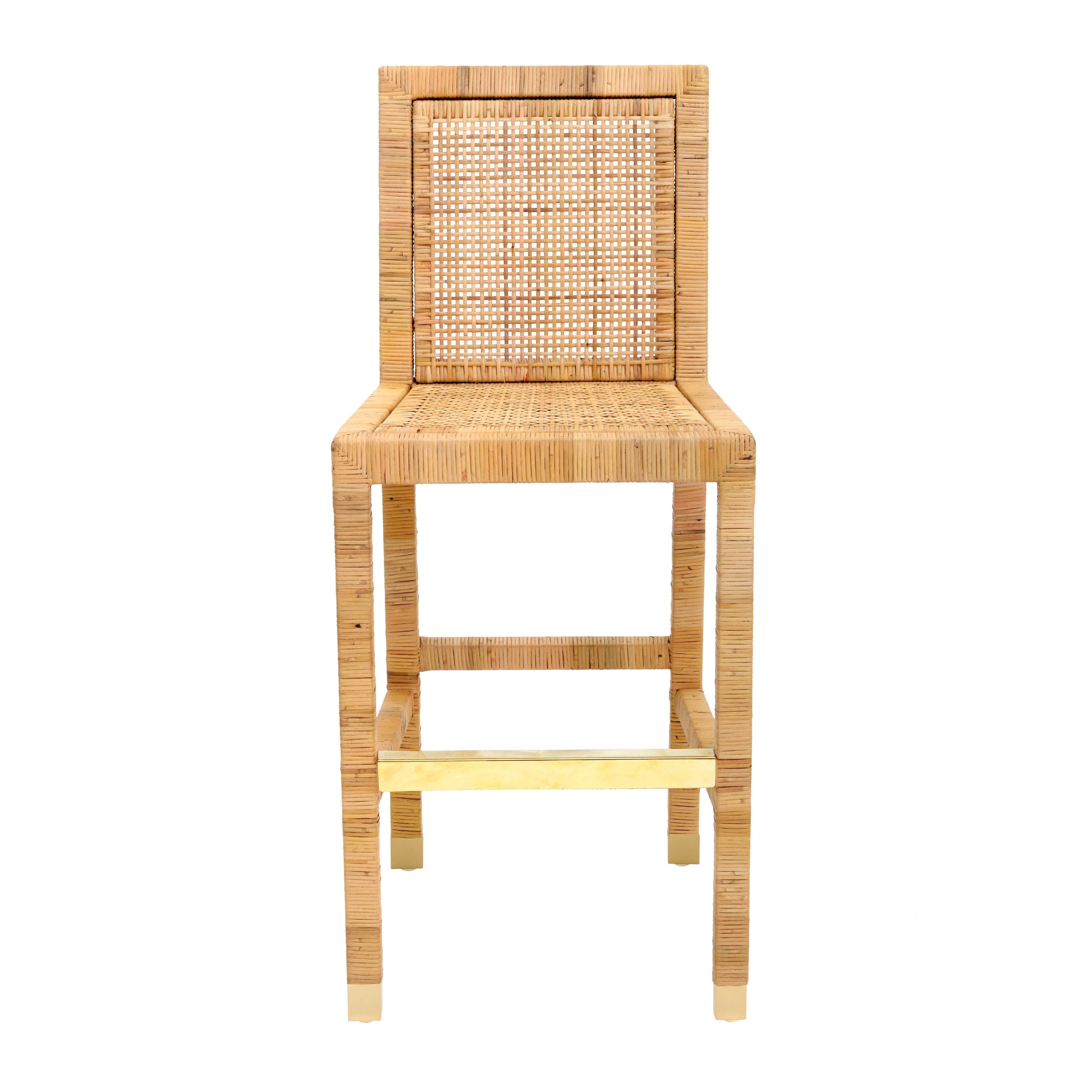 Amara Woven Rattan Performance Fabric Stool