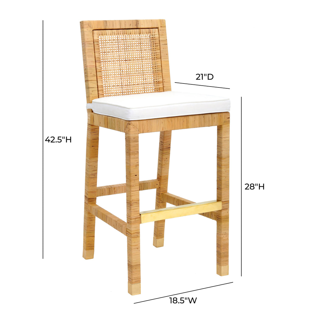 Amara Woven Rattan Performance Fabric Stool
