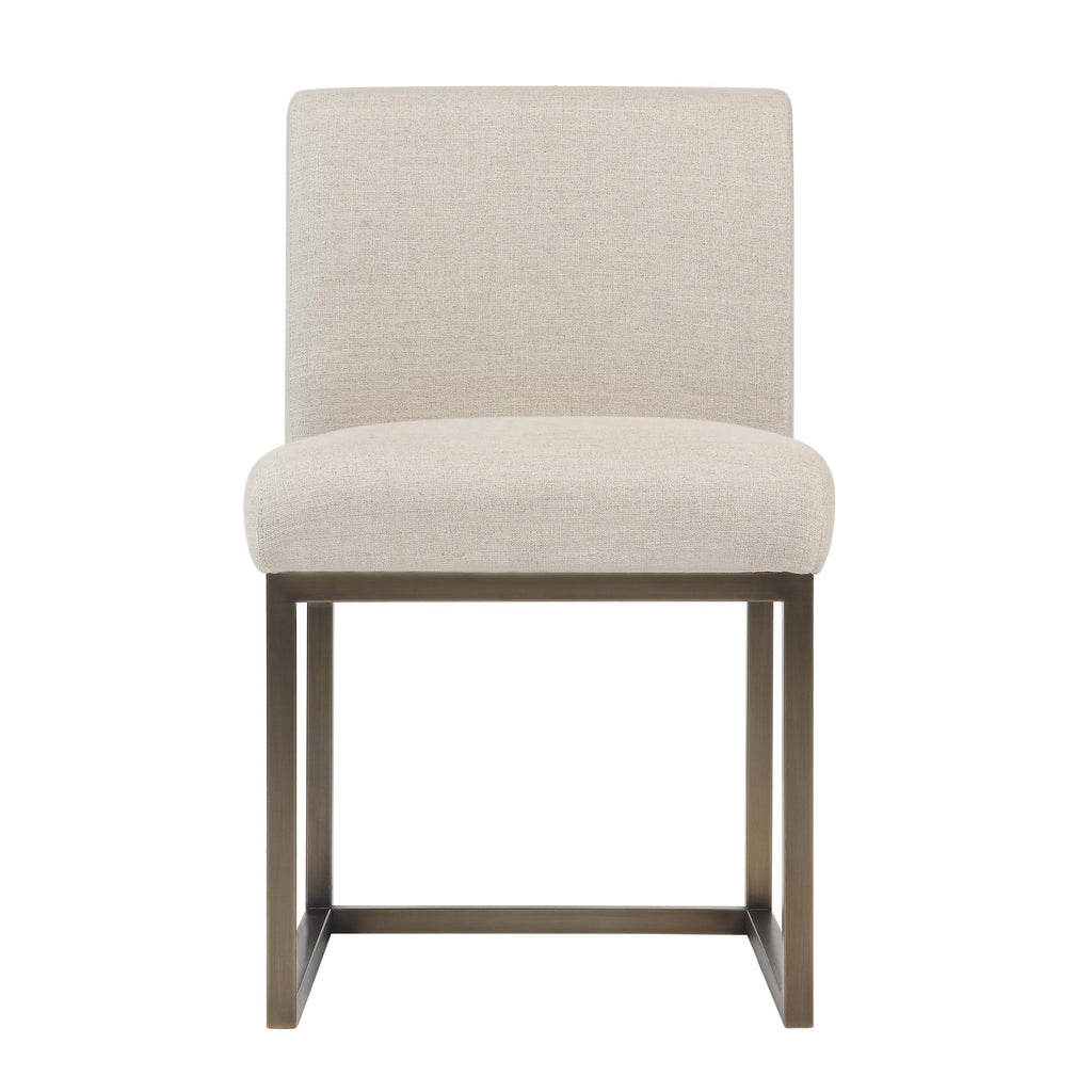 Haute Beige Linen Chair in Brass