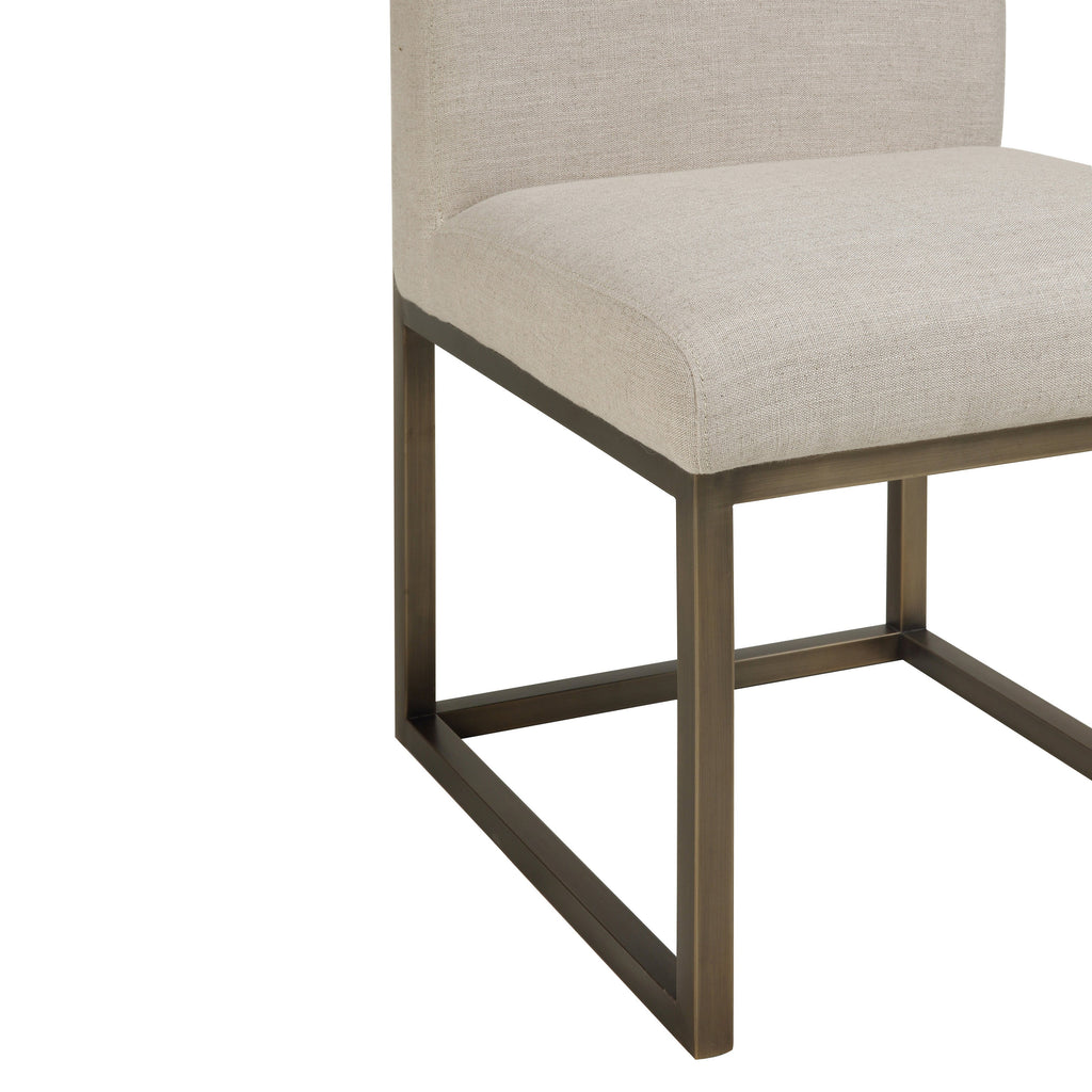 Haute Beige Linen Chair in Brass