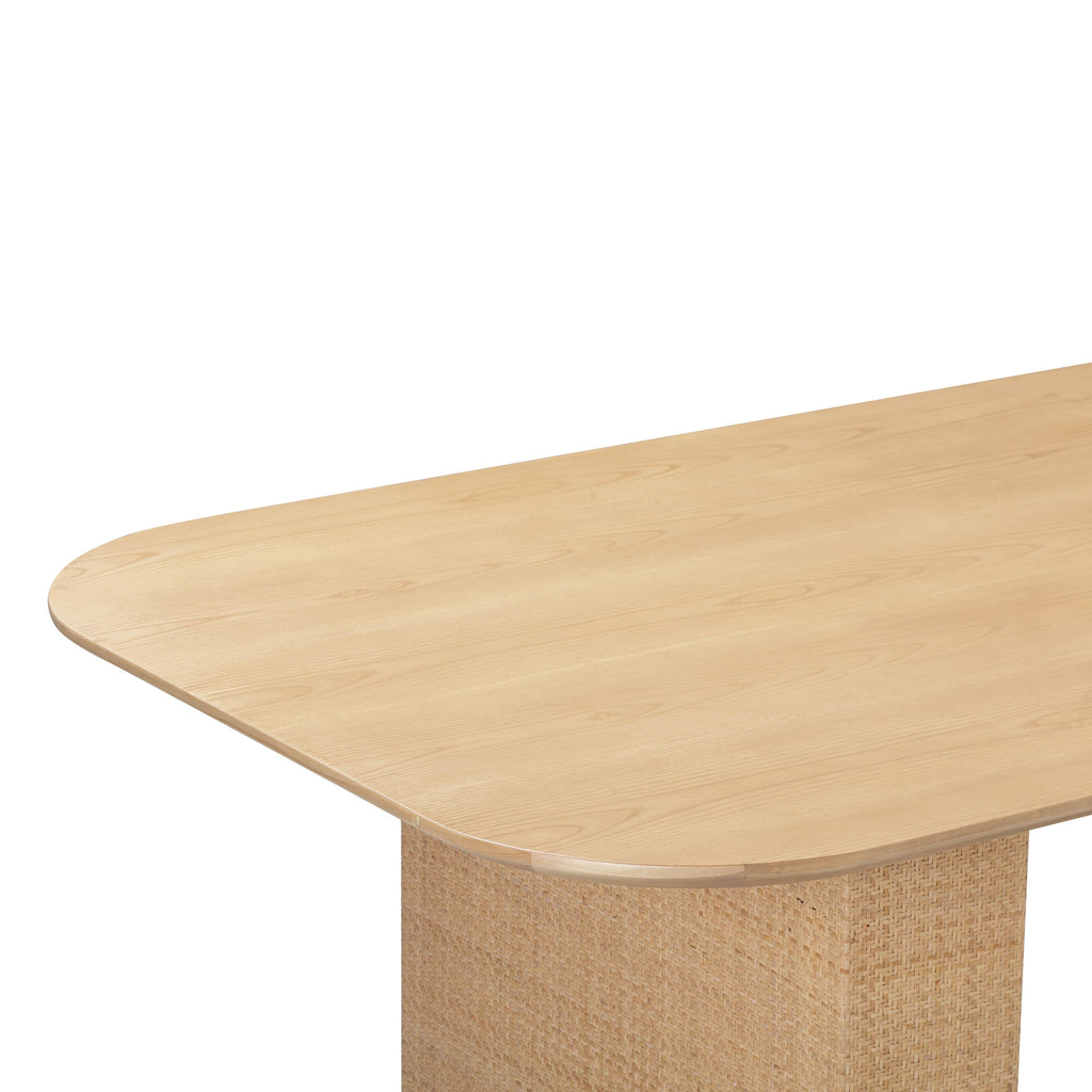 Akiba 96" Natural Ash &amp; Rattan Rectangular Dining Table