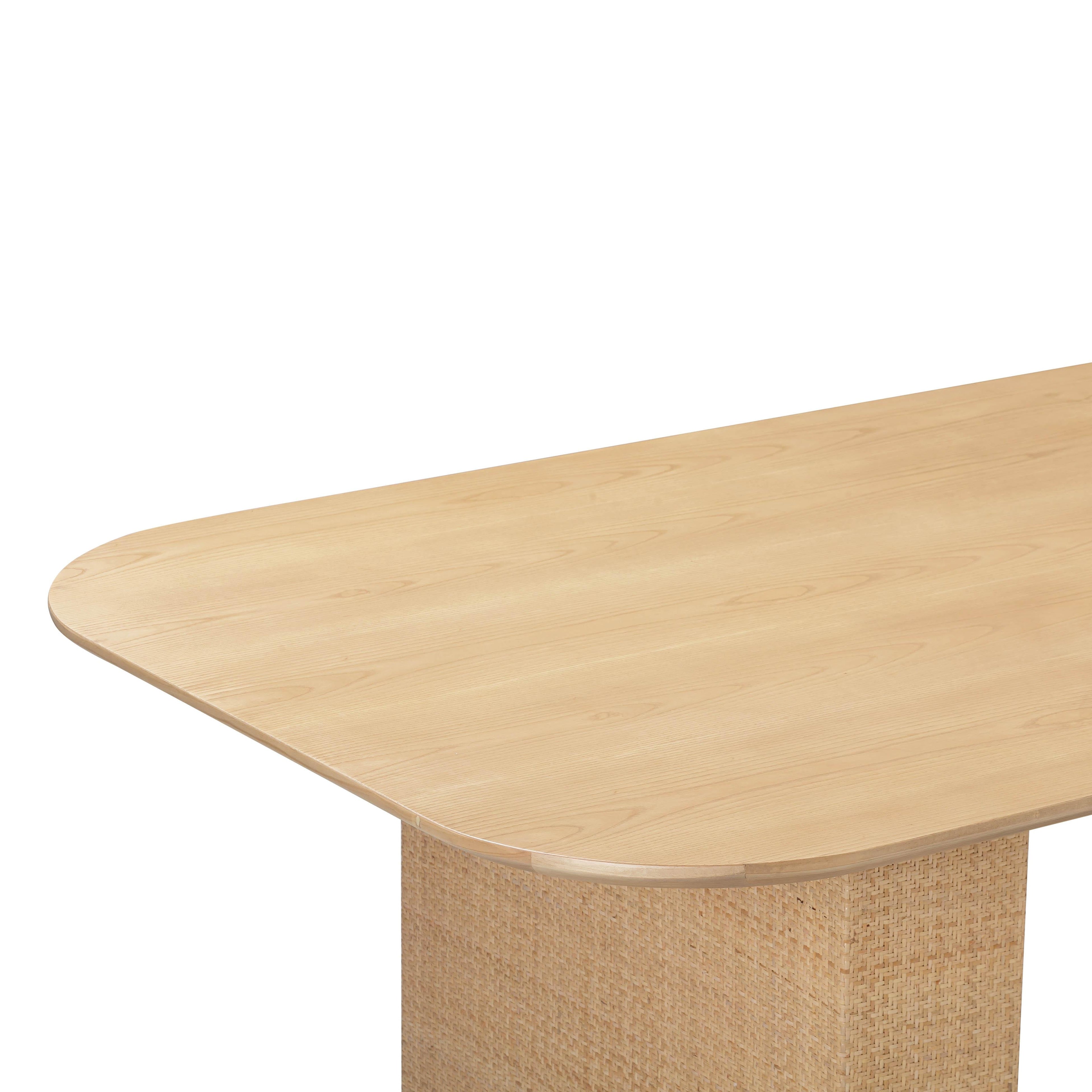 Akiba 96" Natural Ash &amp; Rattan Rectangular Dining Table