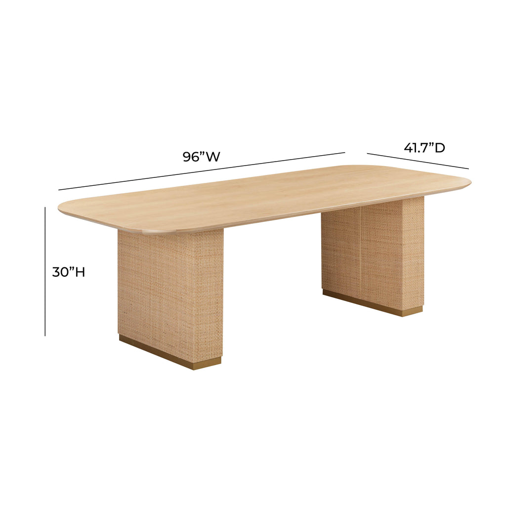 Akiba 96" Natural Ash &amp; Rattan Rectangular Dining Table