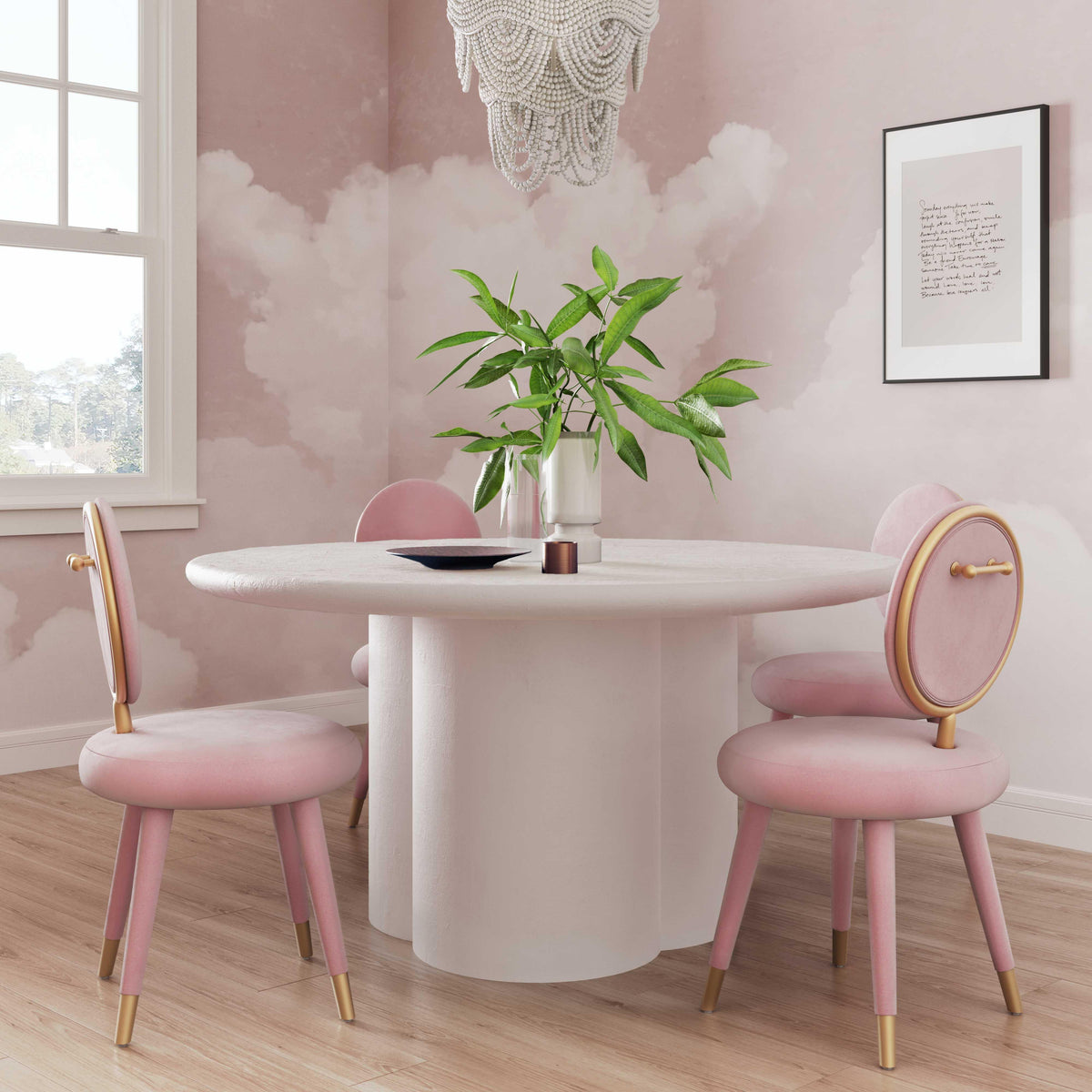 Elika 59" Faux Plaster Indoor / Outdoor Round Dining Table