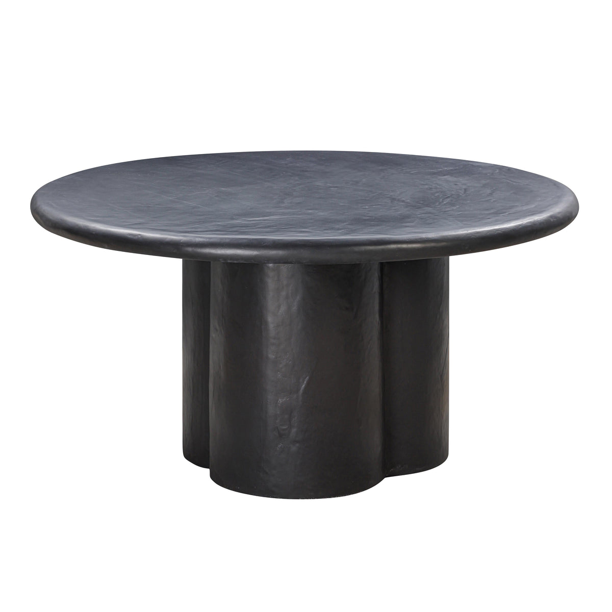 Elika 59" Faux Plaster Indoor / Outdoor Round Dining Table — Black null
