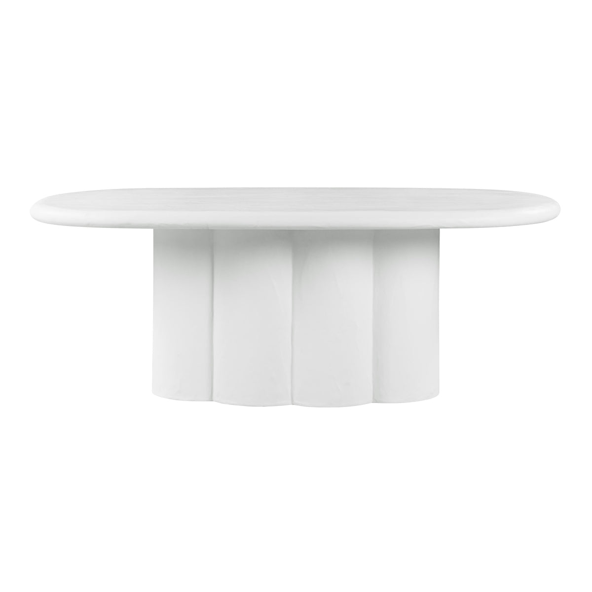 Elika 80" Faux Plaster Indoor / Outdoor Oval Dining Table — White null