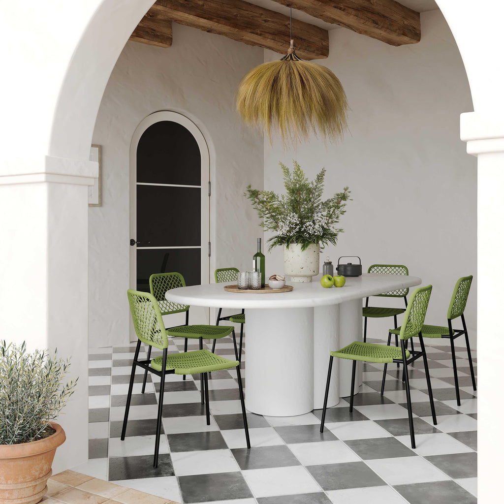 Elika 80" Faux Plaster Indoor / Outdoor Oval Dining Table