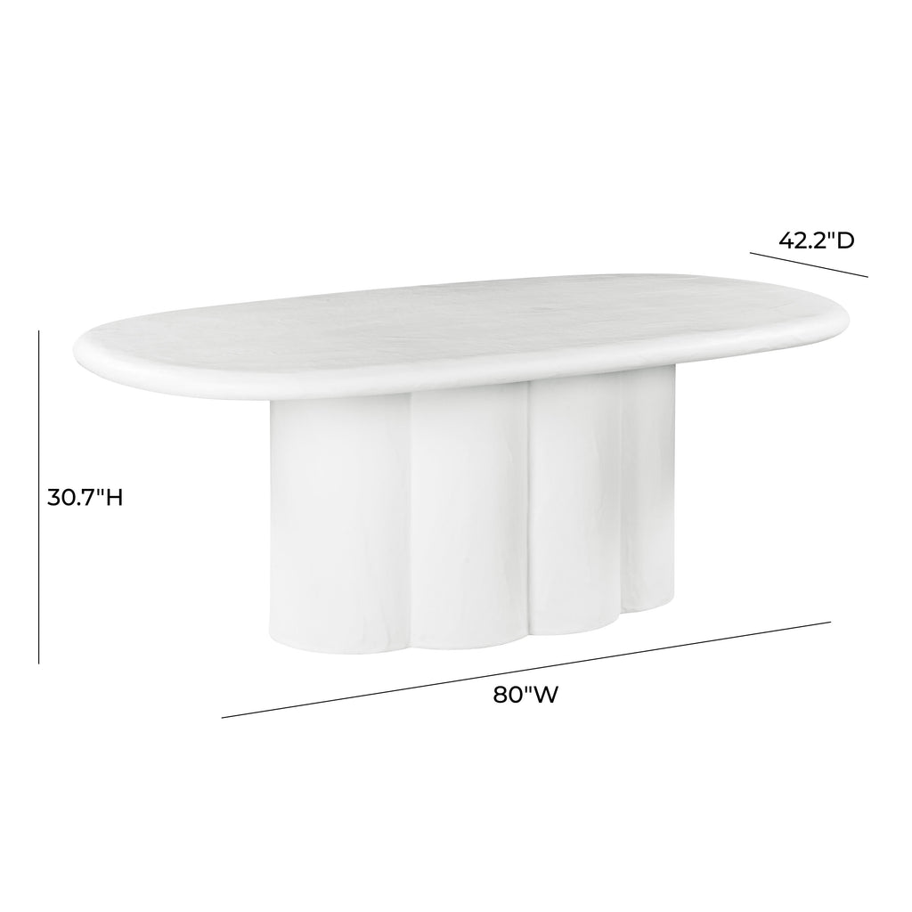Elika 80" Faux Plaster Indoor / Outdoor Oval Dining Table