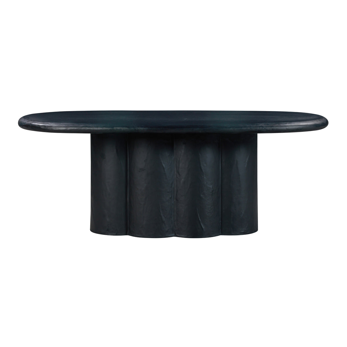 Elika 80" Faux Plaster Indoor / Outdoor Oval Dining Table — Black null