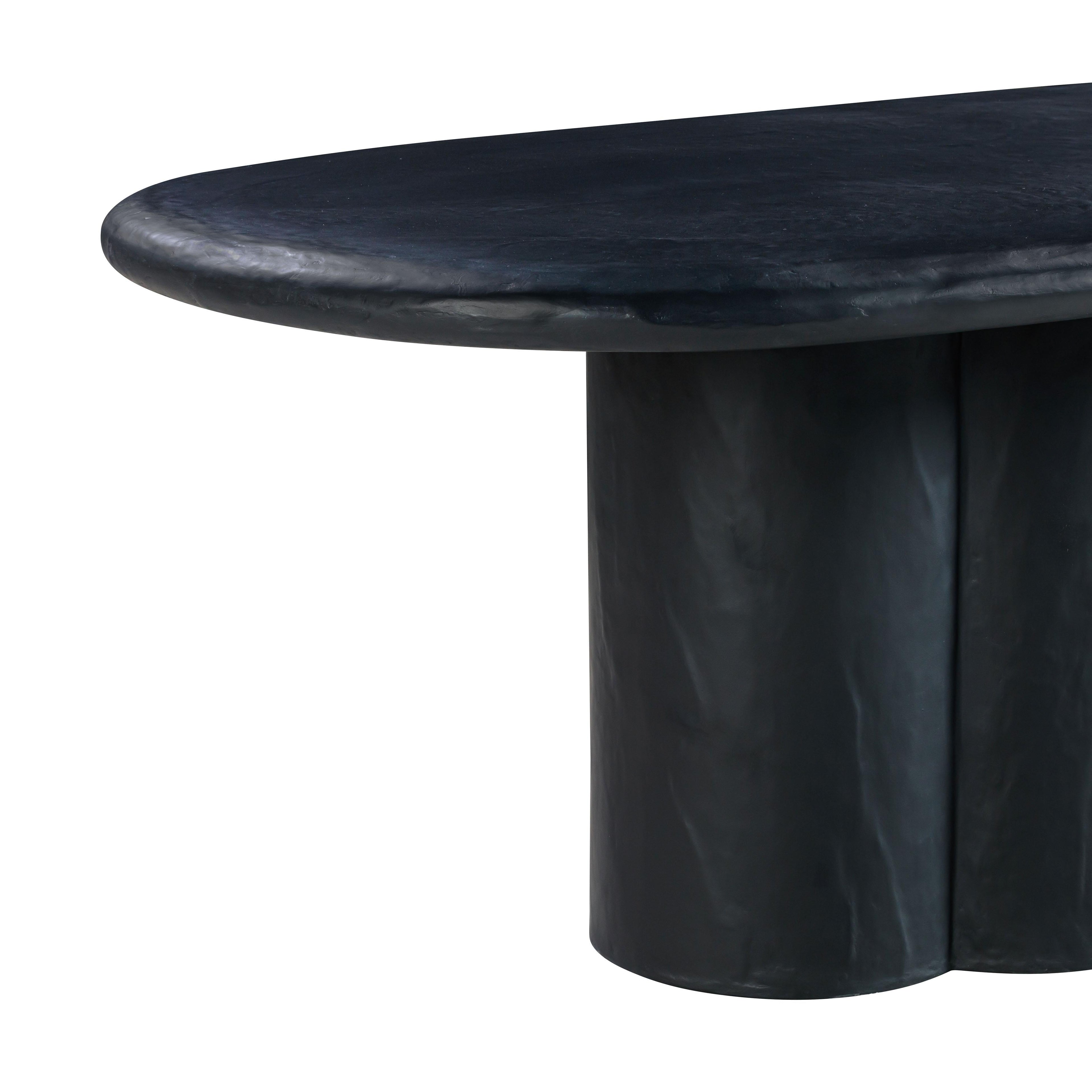 Elika 80" Faux Plaster Indoor / Outdoor Oval Dining Table