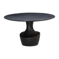 Gevra 54" Black Acacia &amp; Faux Plaster Round Dining Table