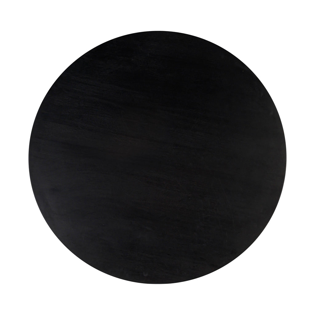 Gevra 54" Black Acacia &amp; Faux Plaster Round Dining Table