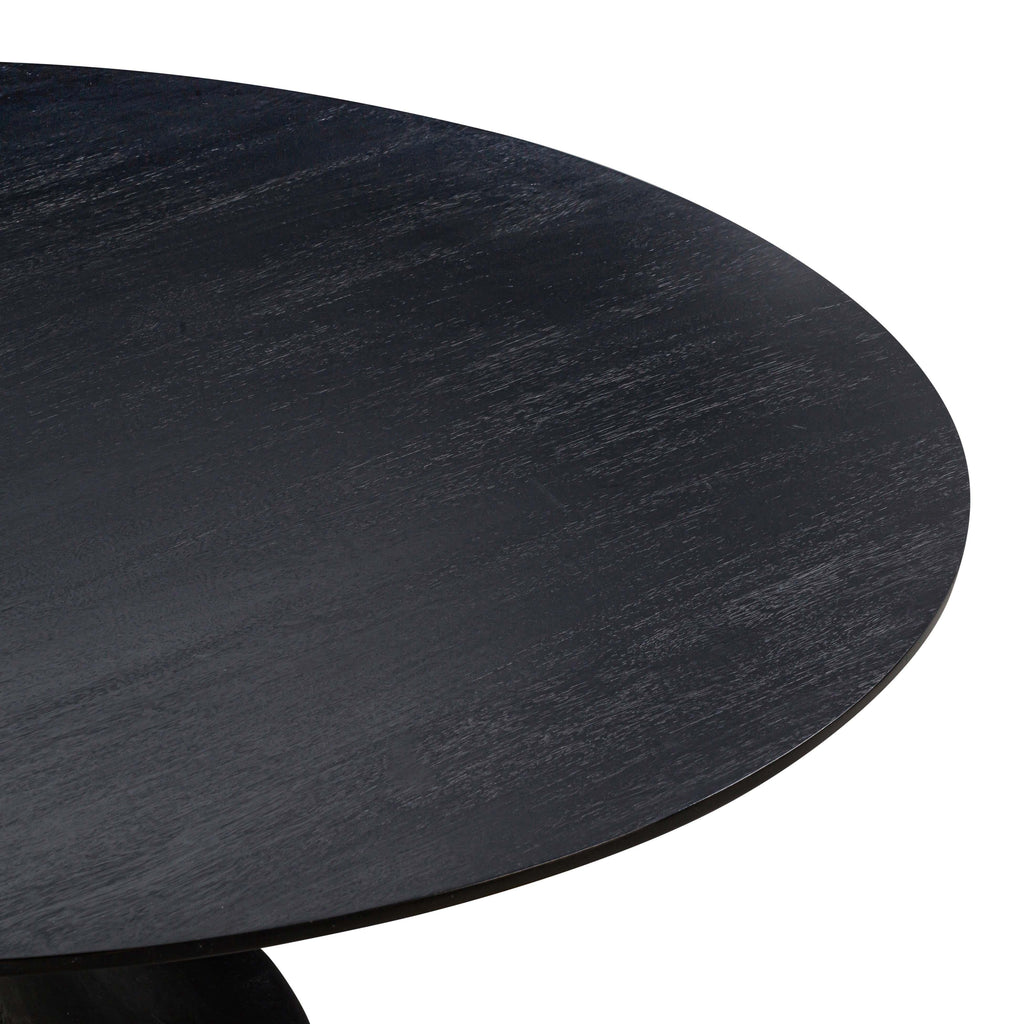 Gevra 54" Black Acacia &amp; Faux Plaster Round Dining Table
