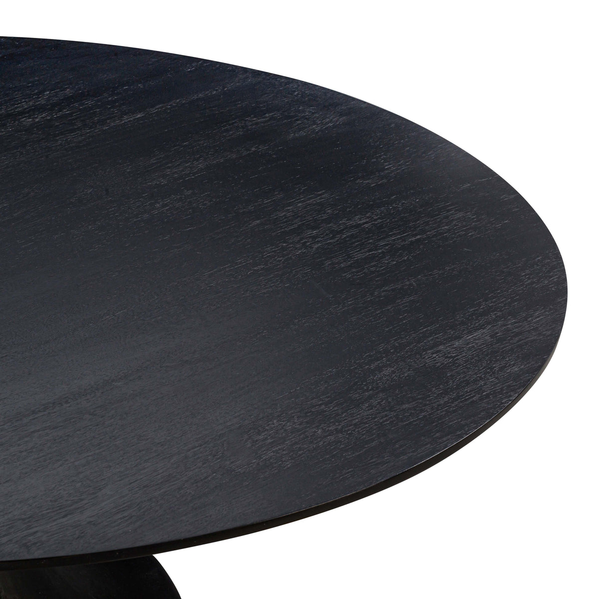 Gevra 54" Black Acacia &amp; Faux Plaster Round Dining Table