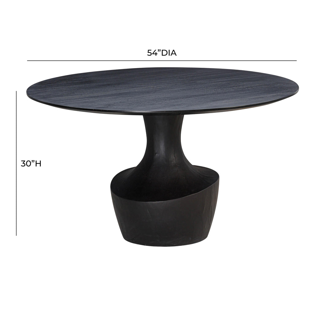 Gevra 54" Black Acacia &amp; Faux Plaster Round Dining Table