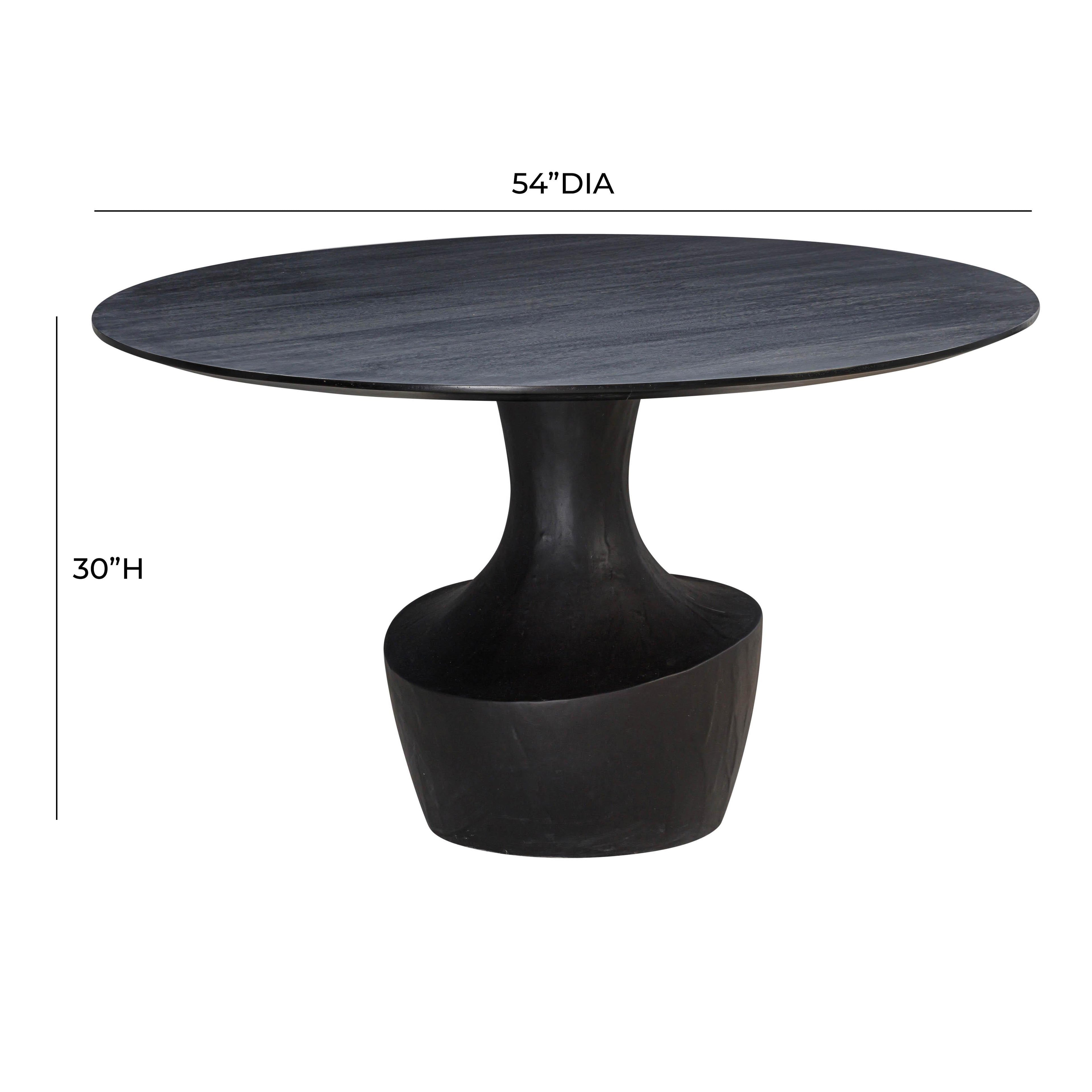 Gevra 54" Black Acacia &amp; Faux Plaster Round Dining Table