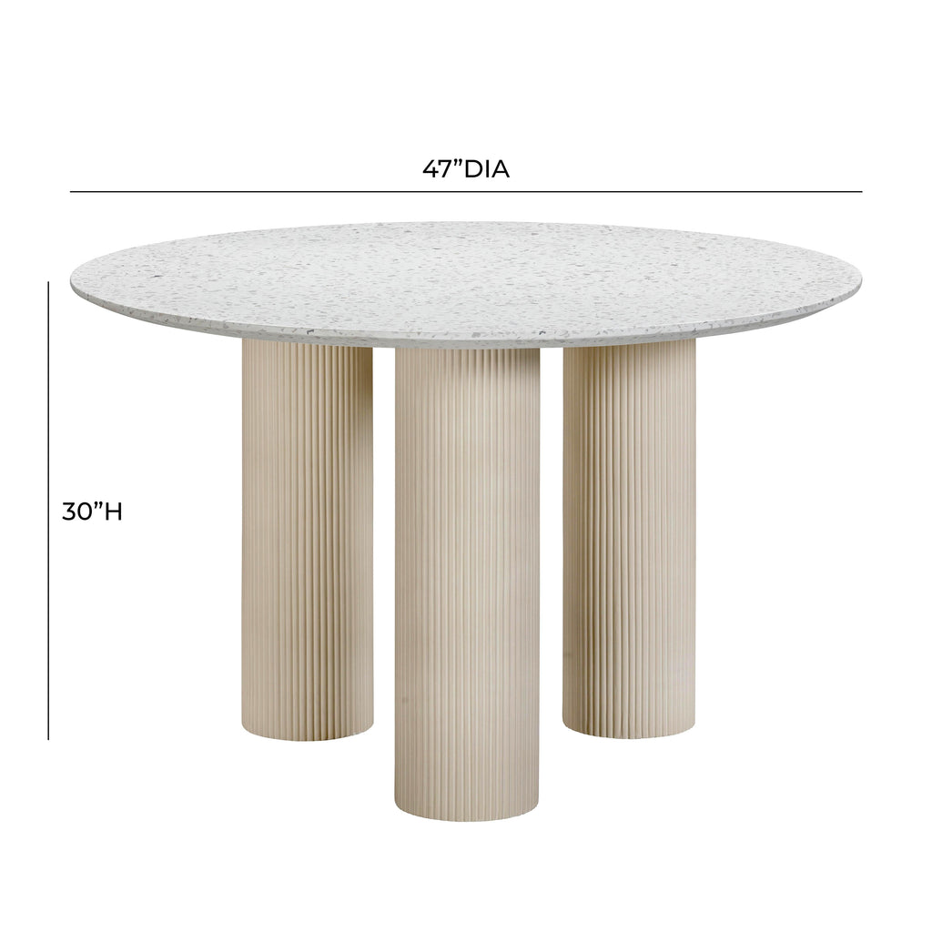 Parcino 47" Faux Terrazzo Concrete Indoor/Outdoor Round Dining Table