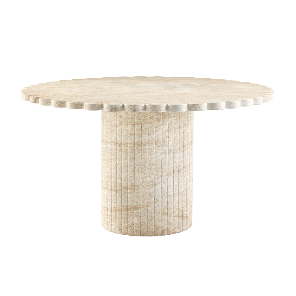 Blossom 54" Washed Faux Travertine Finish Indoor/Outdoor Round Dining Table