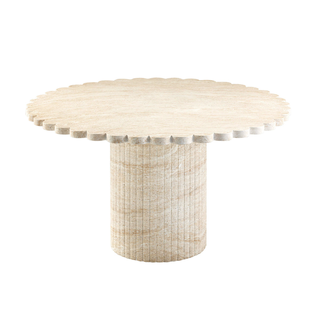 Blossom 54" Washed Faux Travertine Finish Indoor/Outdoor Round Dining Table