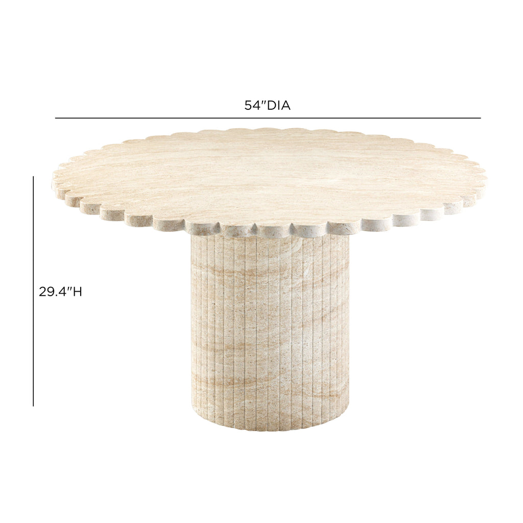 Blossom 54" Washed Faux Travertine Finish Indoor/Outdoor Round Dining Table
