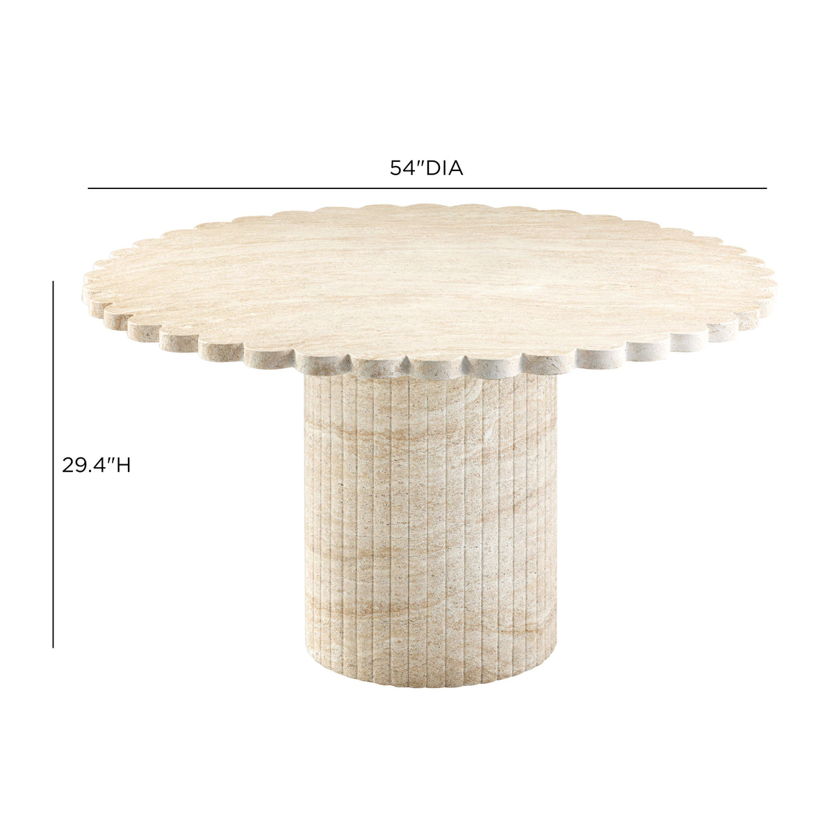 Blossom 54" Washed Faux Travertine Finish Indoor/Outdoor Round Dining Table