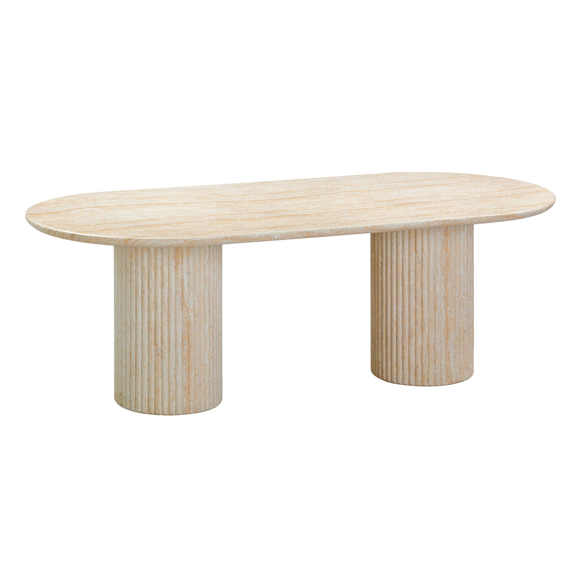 Brut 86" Concrete Patterned Indoor/Outdoor Oval Dining Table — Travertine null