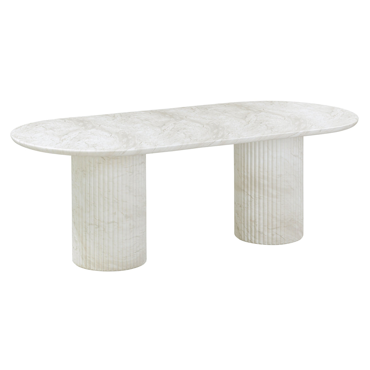 Brut 86" Concrete Patterned Indoor/Outdoor Oval Dining Table — White null